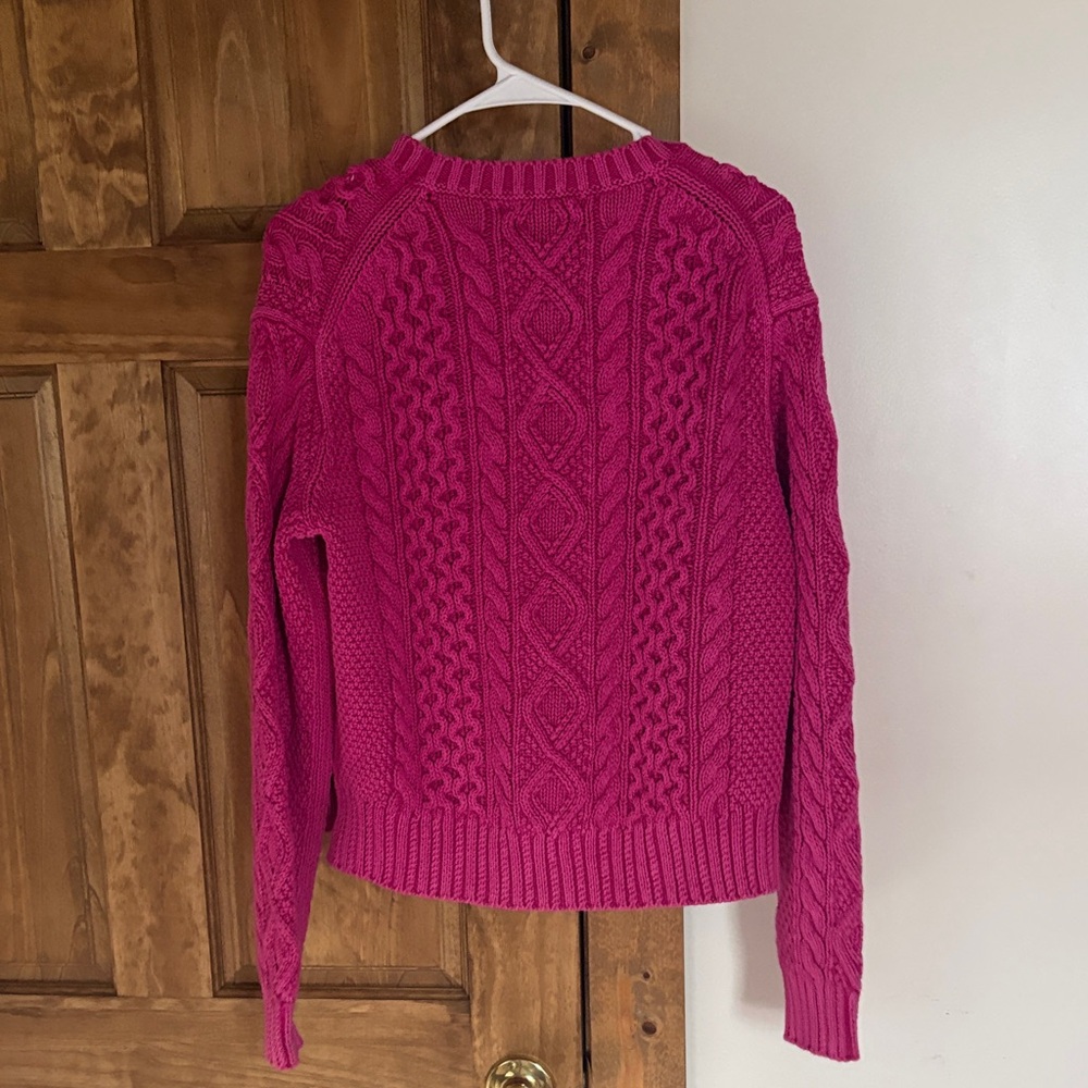 Ralph Lauren Women's Cable Knit Crewneck Sweater - Fuchsia - Picture 4 of 4